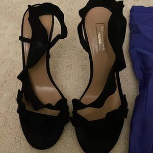 Black suede 4 inch heel sandal